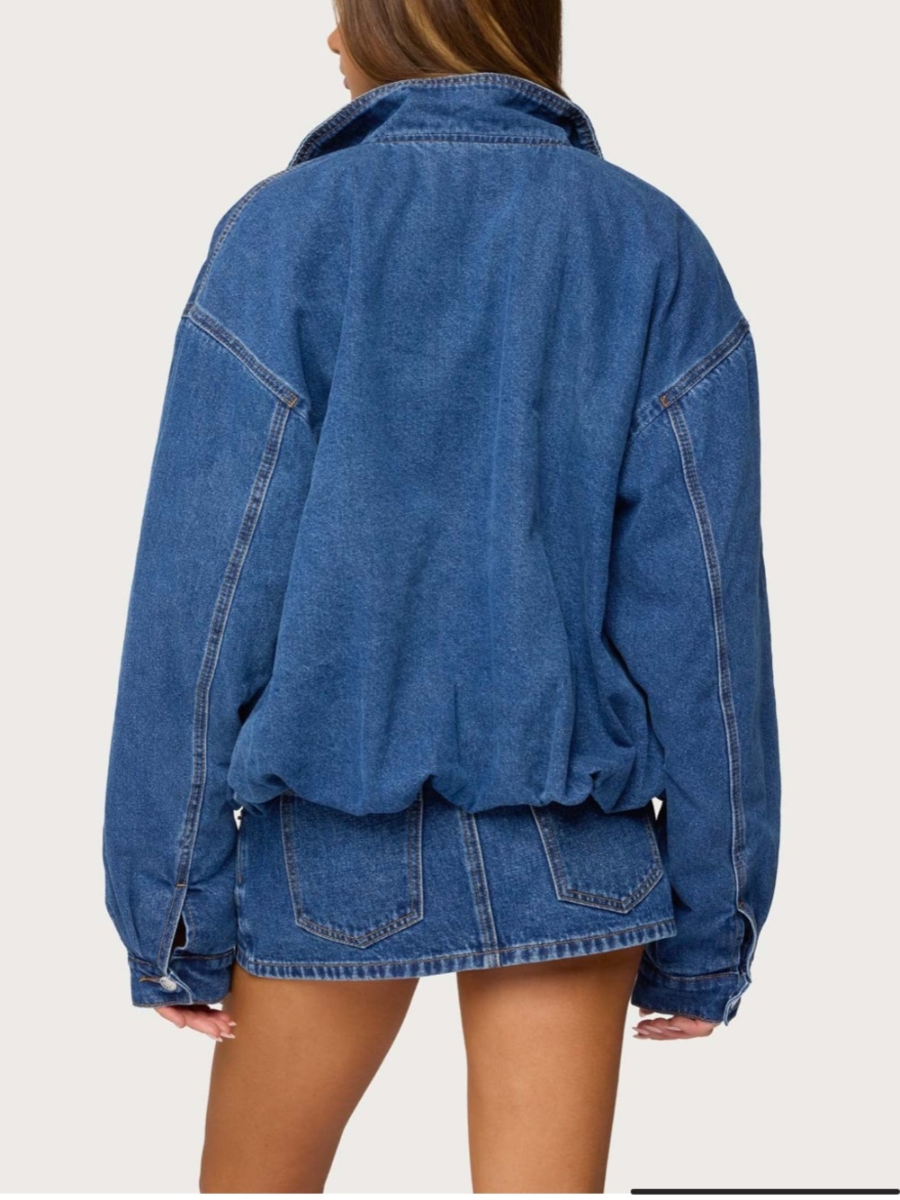 Edikted Hilary Oversized Denim Bomber Jacket - Picture 2 of 6